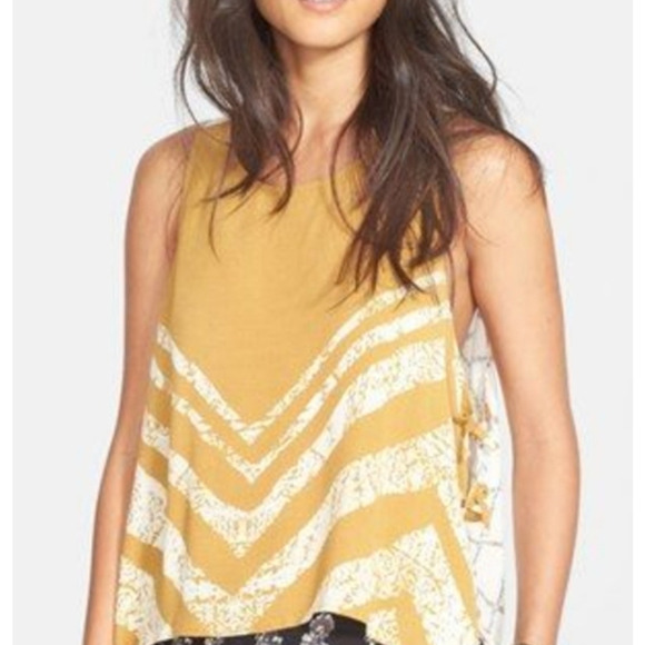 Free People Touch Of Love Tie Side Tank Top Swing Mustard Sleeveless Size XS - Picture 3 of 9